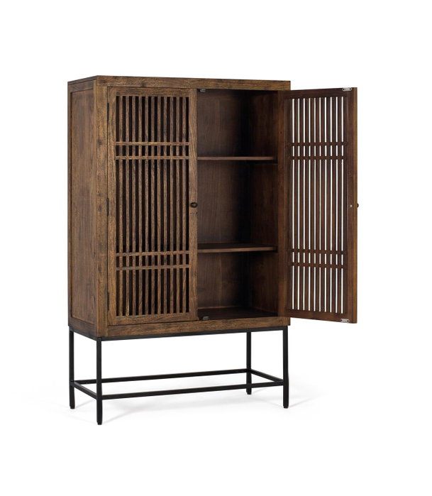 GINER Y COLOMER Armoire à 2 portes en bois d'acacia et métal